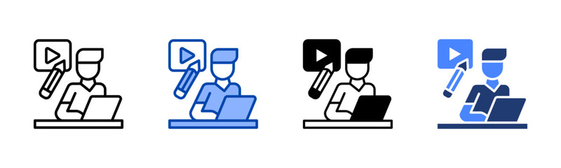Video Editing icon set multiple style collection