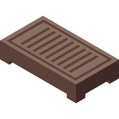 Isometric Brown Bar Of Chocolate With Grill Pattern On Top Isolated On White Background Detailed Pixel Art