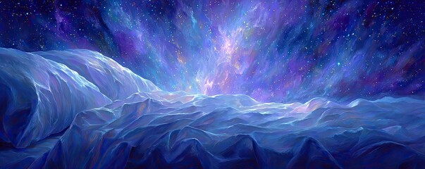 Floating in space dream concept bed concept. A serene landscape blending dreams and cosmic wonders.