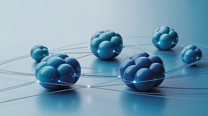 Abstract Representation of Network Connections with Spherical Nodes and Interconnecting Lines for Technology and Science Concepts