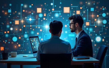 Concept of Online education. man use Online education training and e-learning webinar on internet for personal development and professional qualifications. Digital courses to develop new skills.