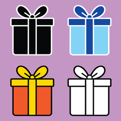 Colorful vector illustration of a set of gift boxes with ribbon and bow for Christmas, birthday, or holiday celebration