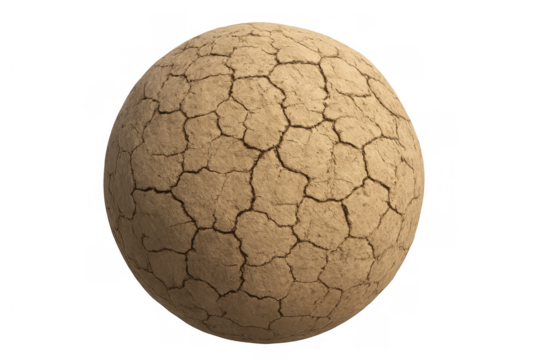 Dry planet shaped soil with cracks showing climate change, global warming, and environmental drought