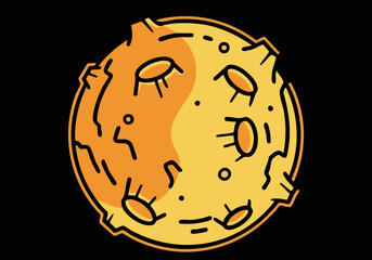 A stylized moon glows warmly against a dark background, creating a captivating night scene. Minimalist design with a modern, luminous aesthetic.