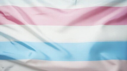 Transgender pride flag, horizontal stripes of light pink, white, and light blue, draped fabric - Powered by Adobe