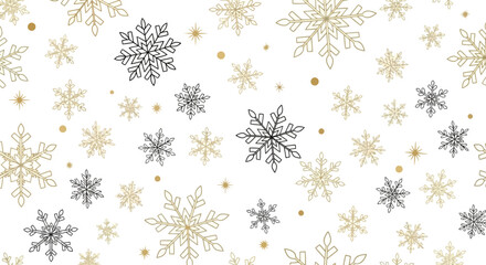 Elegant Snowflake Pattern Gold and Black Winter Wonderland Seamless Design for Holiday Season