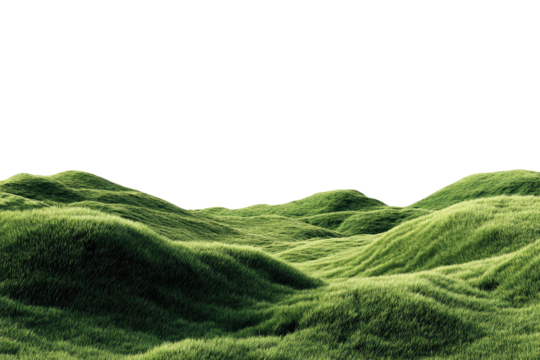 Green grassy hills under a dark, featureless sky