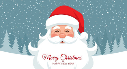 Festive Santa Claus Illustration A Merry Christmas and Happy New Year Greeting with Snow
