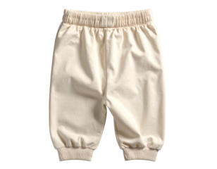 Soft Cotton Baby Pants with Elastic Waistband Isolated on Transparent Background PNG  