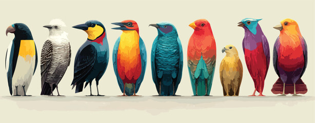  Ornithology Art of Colorful Birds.