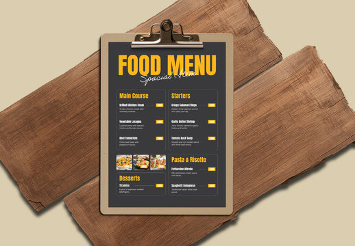 Modern Restaurant Menu Template for Bar and Cafe