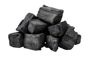 Pile of dark, angular charcoal pieces