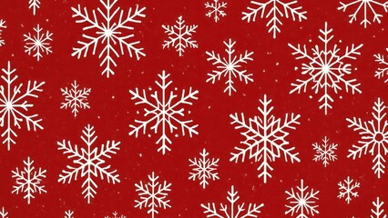 White snowflakes on red background.