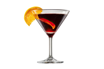 Elegant cocktail in martini glass with citrus garnish