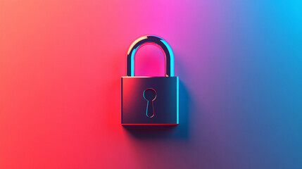 Floating modern slick padlock casts a soft gradient shadow against a clean background symbolizing digital security protection privacy and minimal futuristic design
