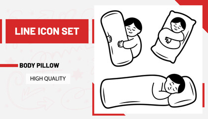 Qulityful Body pillow line icon set