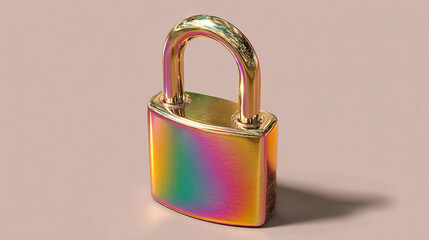 Floating modern slick padlock casts a soft gradient shadow against a clean background symbolizing digital security protection privacy and minimal futuristic design
