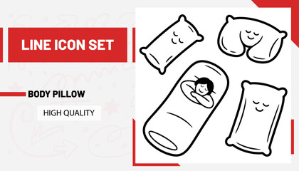 Qulityful Body pillow line icon set