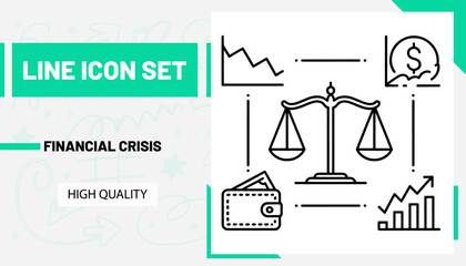 Qulityful Financial crisis line icon set