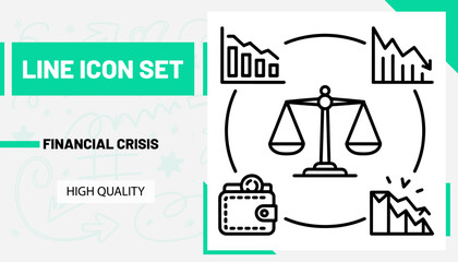 Qulityful Financial crisis line icon set