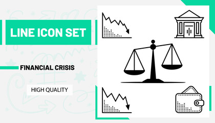 Qulityful Financial crisis line icon set