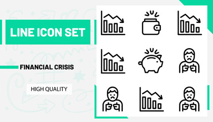 Qulityful Financial crisis line icon set
