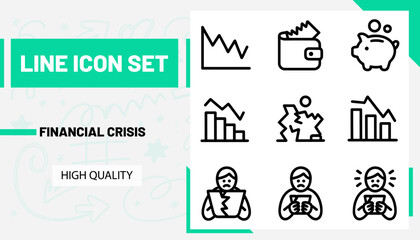 Qulityful Financial crisis line icon set