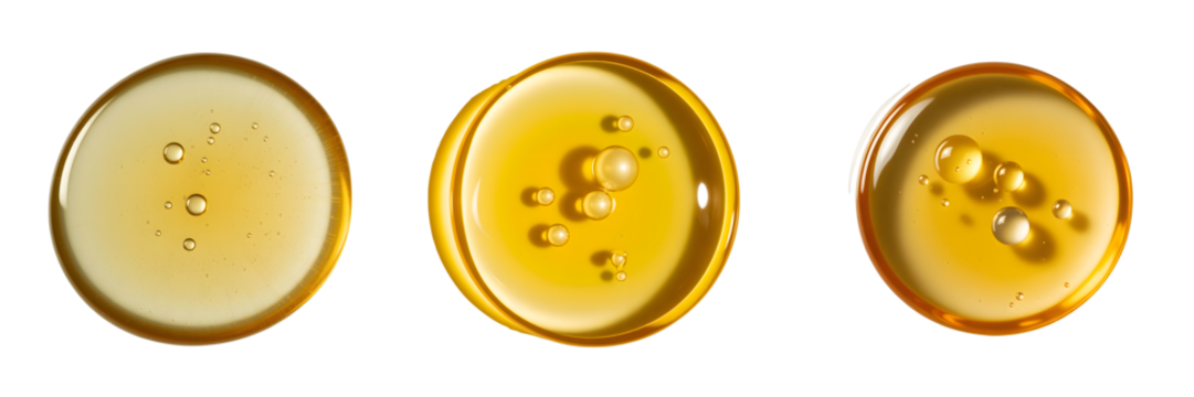 Set For Three drops of honey isolated on transparent background, close up view - Powered by Adobe