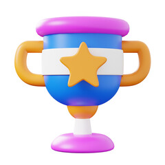 Cartoon Style Detailed Trophy Cup with Star Symbol Illustration Asset