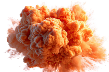 Expansive, voluminous, orange mushroom cloud against black
