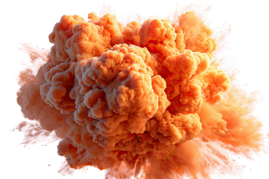 Expansive, voluminous, orange mushroom cloud against black