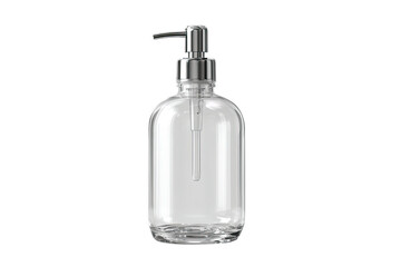 Clear glass pump bottle with chrome top, neutral