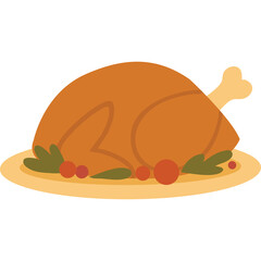 A Whole Roasted Turkey With Golden Brown Skin Served on a Platter With Garnish of Green Leaves and Red Berries Representing a Delicious Thanksgiving Feast