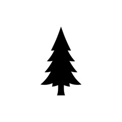 Simple pine tree icon vector flat design on white background. Simple pine tree silhouette.