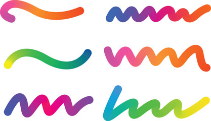 Vibrant rainbow brush strokes colorful abstract wavy lines creative design elements
