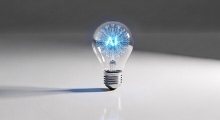 AI Innovation Light Bulb Minimal 3D Concept