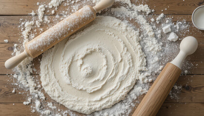 dough and rolling pin