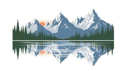 Majestic Snow-Capped Mountains Reflected in Calm Lake Water.