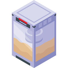 Isometric Digital Representation Of A Modern Popcorn Maker With Translucent Glass Chamber Filled With Kernels And Light Brown Contents On A Transparent Background