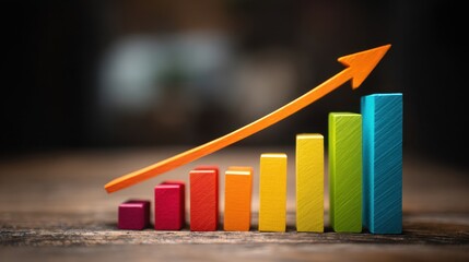 Business Growth Concept with Rising Graph and Colorful Bars
