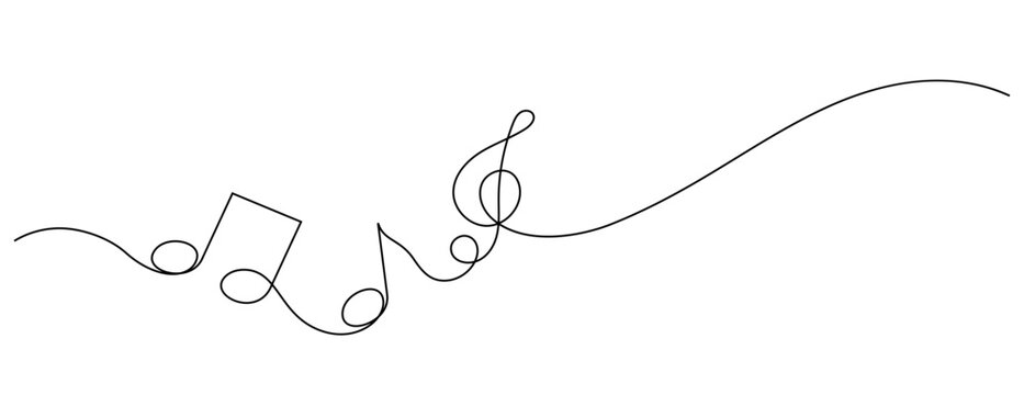 one line drawing of music notes decorative handdrawn