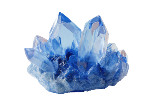 Pointed blue crystal formation isolated on dark background
