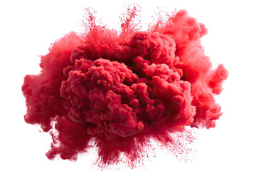 Red cloud-like explosion of powder against black