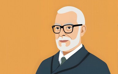 Mature university professor vector icon. High quality