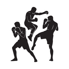 PrintDynamic Combat Sports Silhouettes Vector Set