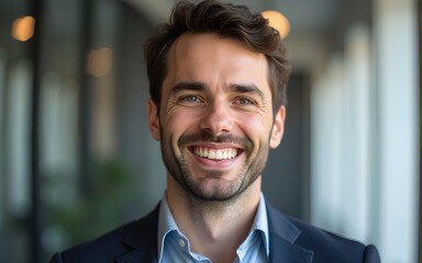 Relaxed confident businessman with friendly smile. High quality