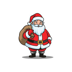 A jolly Santa Claus figure stands holding a large sack, ready for Christmas.
