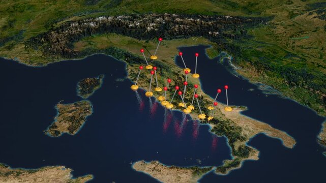 Animation of a 3D map of Italy