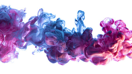 Vibrant chroma pop smoke explosion dynamic swirls of pink and blue ink abstract art