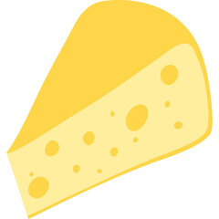 A Yellow Wedge Of Cheese With Round Holes On A Transparent Background